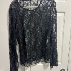 Amazon Black Sheer Lace Blouse
